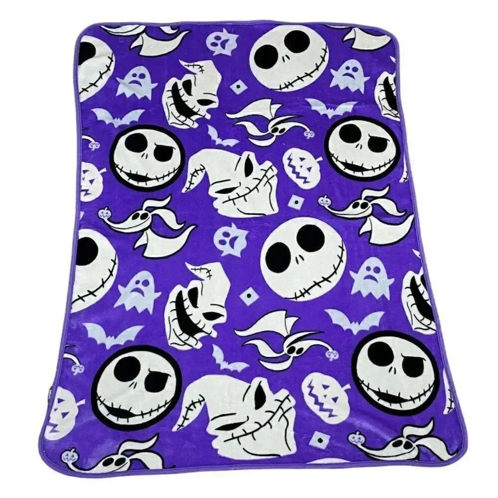 Disney Nightmare Before Christmas TNBC Purple Jack Oogie Plush Blanket 49